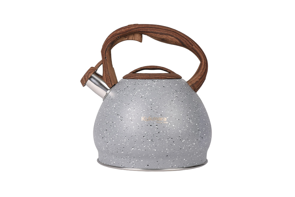 Чайник 3,4л из нерж стали со свистком (серый мрамор Grey) 2 